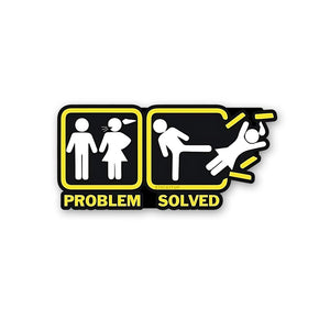 Problem Solved Sticker waterproof vinyl decal for laptop, bike, car & bottle