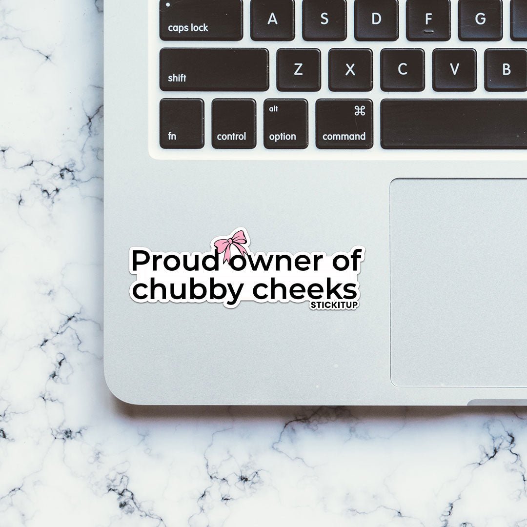 PROUD OWNER OF CHUBBY CHEEKS Sticker waterproof vinyl decal for laptop, bike, car & bottle