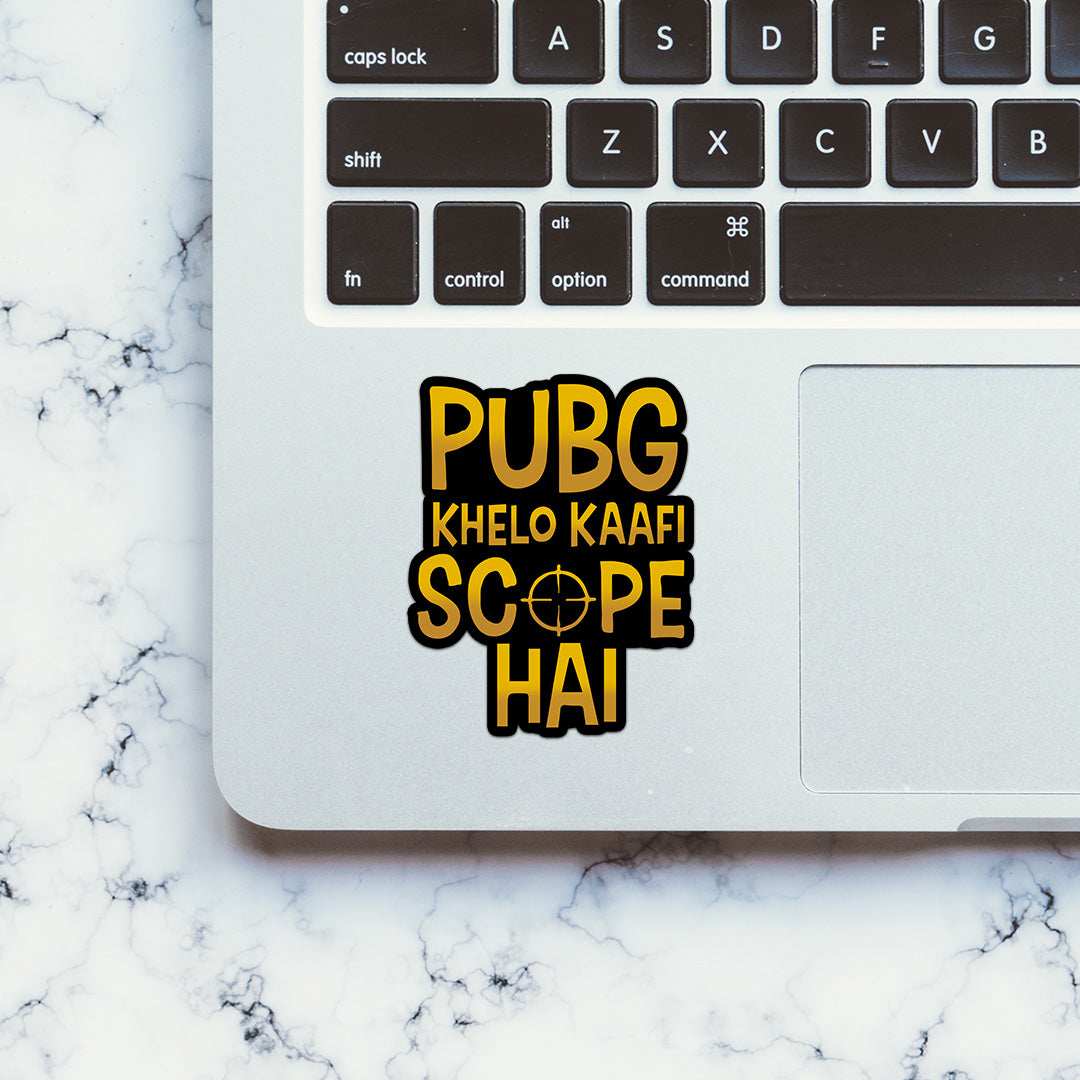Pubg Khelo Kaafi Scope Hai Sticker waterproof vinyl decal for laptop, bike, car & bottle