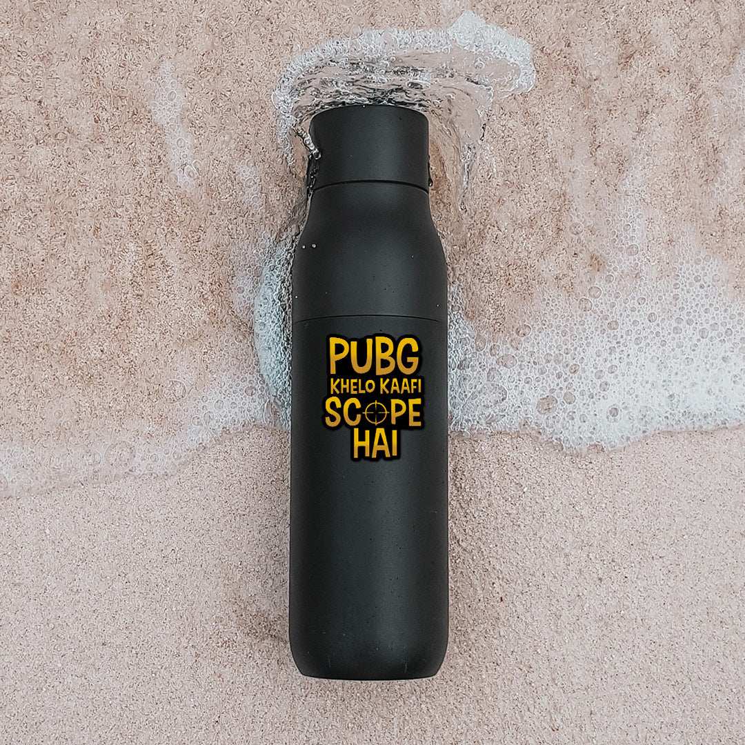 Pubg Khelo Kaafi Scope Hai Sticker waterproof vinyl decal for laptop, bike, car & bottle