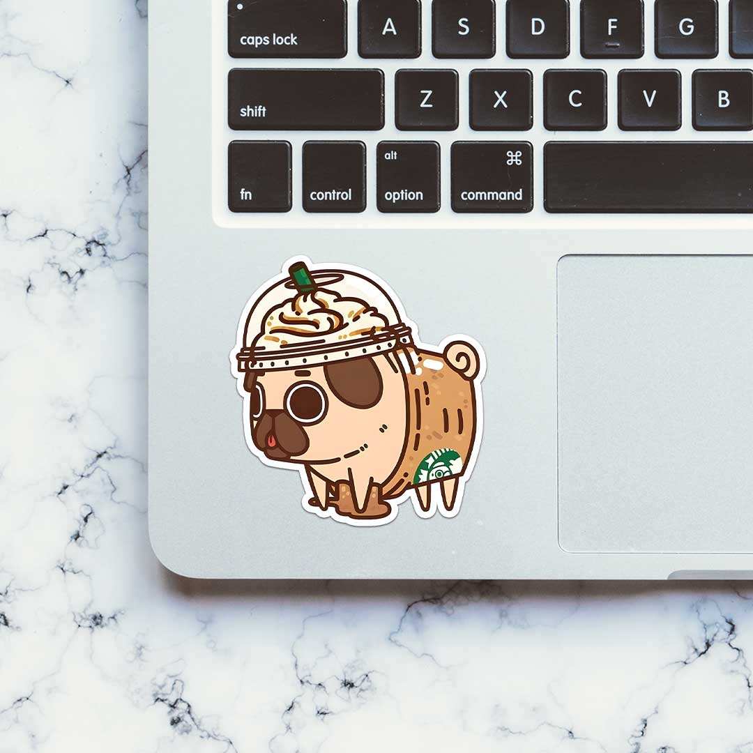 Pugbugs Sticker waterproof vinyl decal for laptop, bike, car & bottle