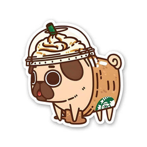 Pugbugs Sticker waterproof vinyl decal for laptop, bike, car & bottle