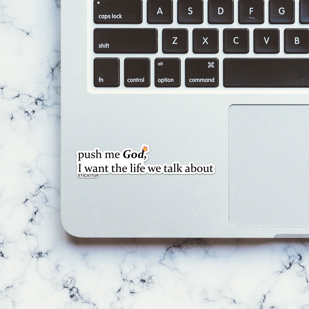 Push Me God Sticker waterproof vinyl decal for laptop, bike, car & bottle