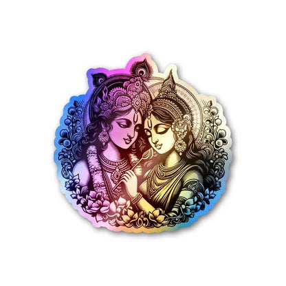 Radha Krishna 0.1 Holographic Sticker waterproof vinyl decal for laptop, bike, car & bottle