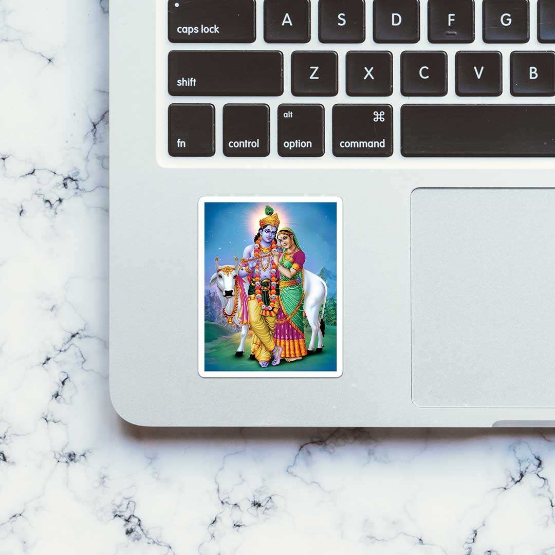 Radha Krishna Sticker waterproof vinyl decal for laptop, bike, car & bottle
