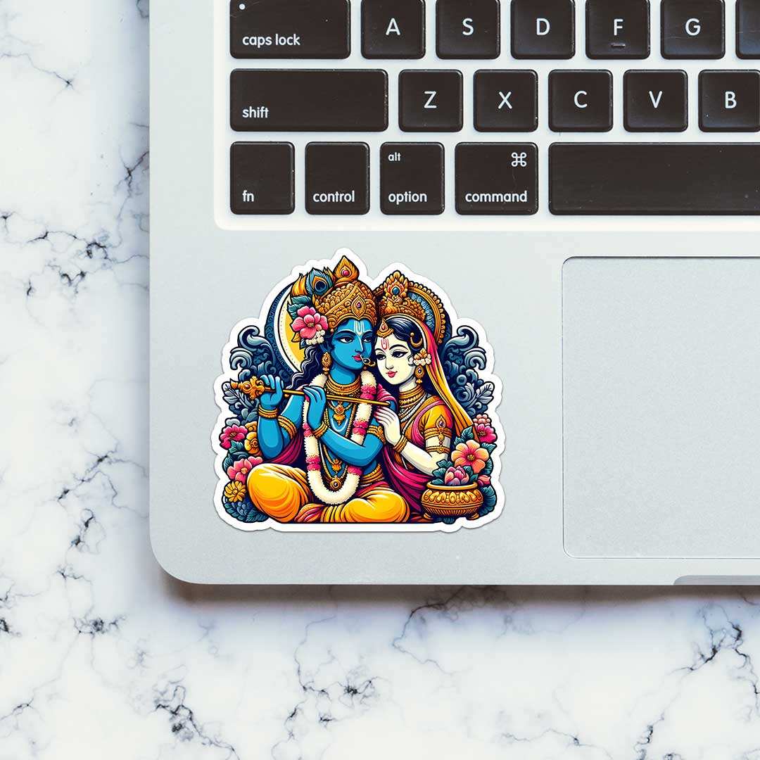 Radha Krishna Sticker waterproof vinyl decal for laptop, bike, car & bottle