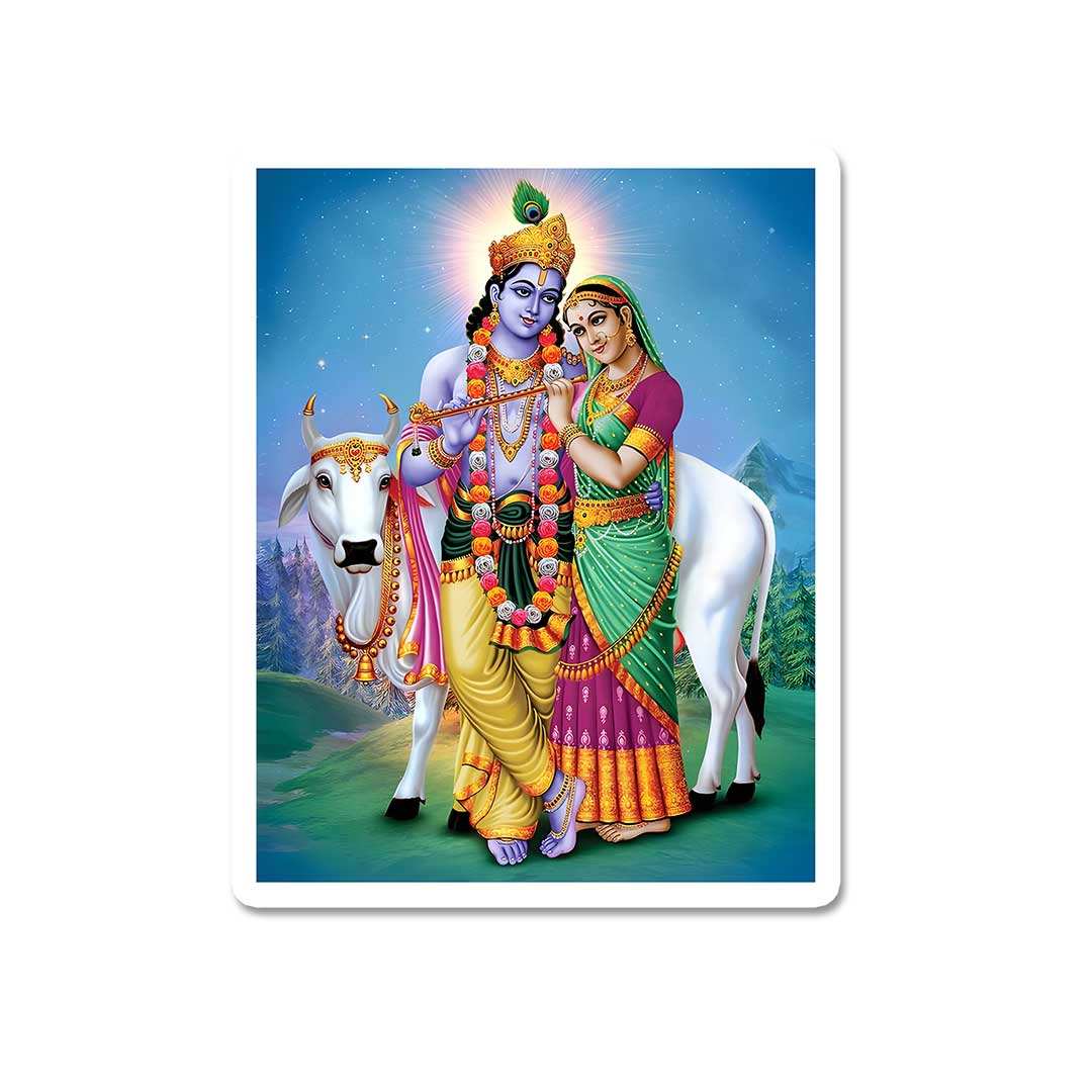 Radha Krishna Sticker waterproof vinyl decal for laptop, bike, car & bottle