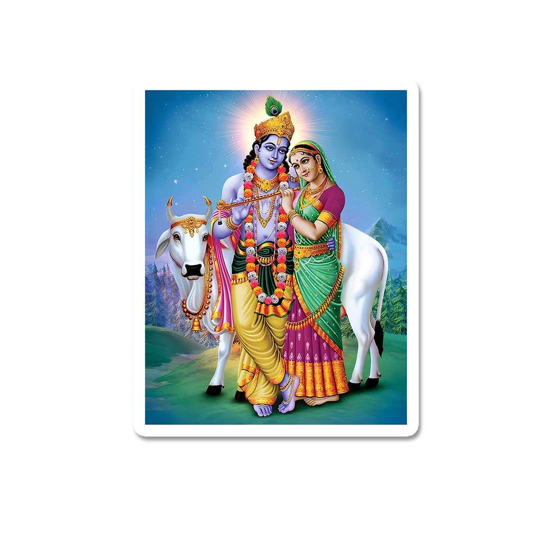 Radha Krishna Sticker waterproof vinyl decal for laptop, bike, car & bottle