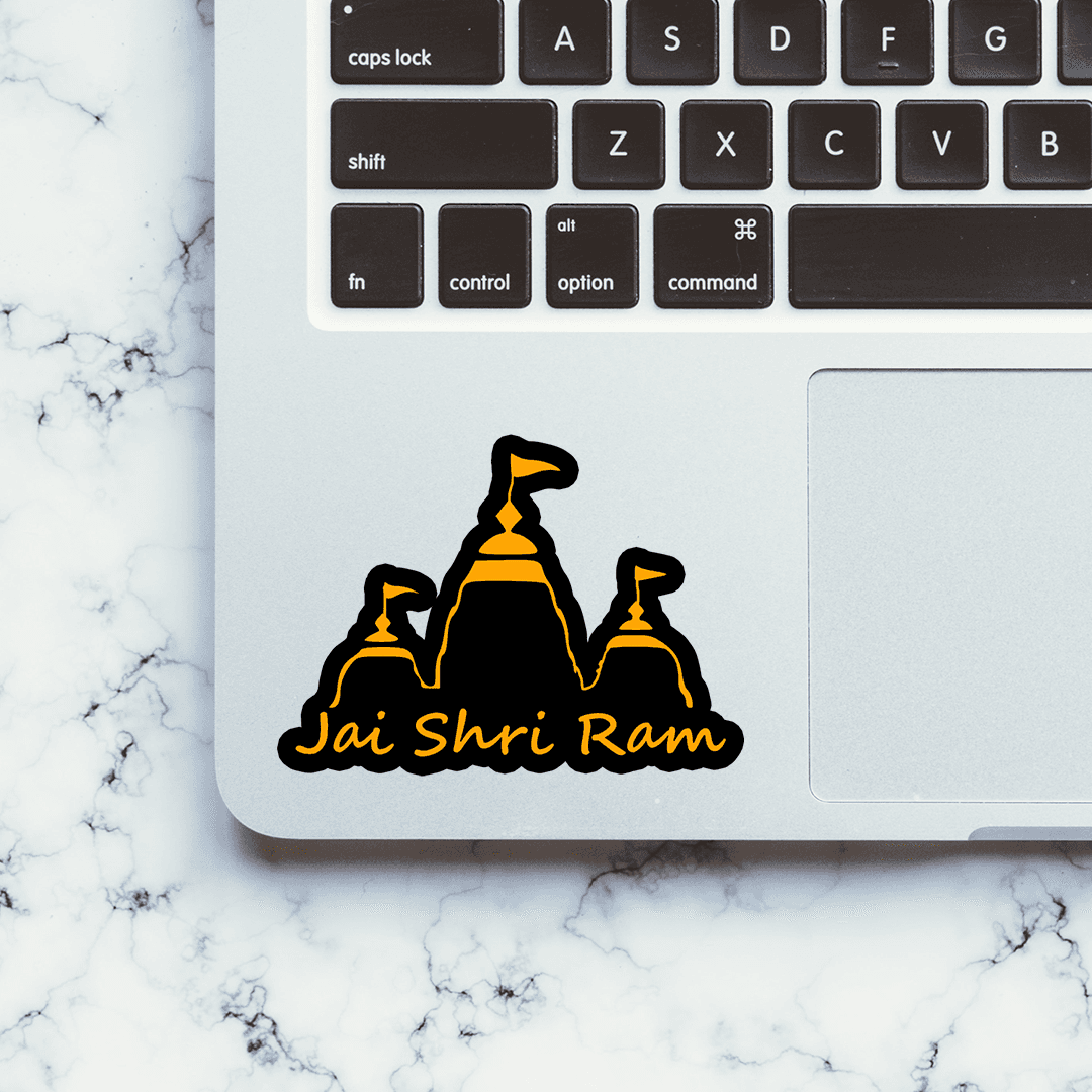 Ram Mandir Sticker waterproof vinyl decal for laptop, bike, car & bottle