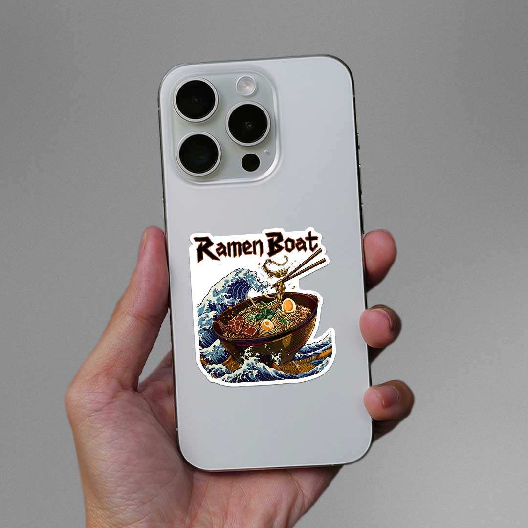 Ramen Boat Sticker waterproof vinyl decal for laptop, bike, car & bottle
