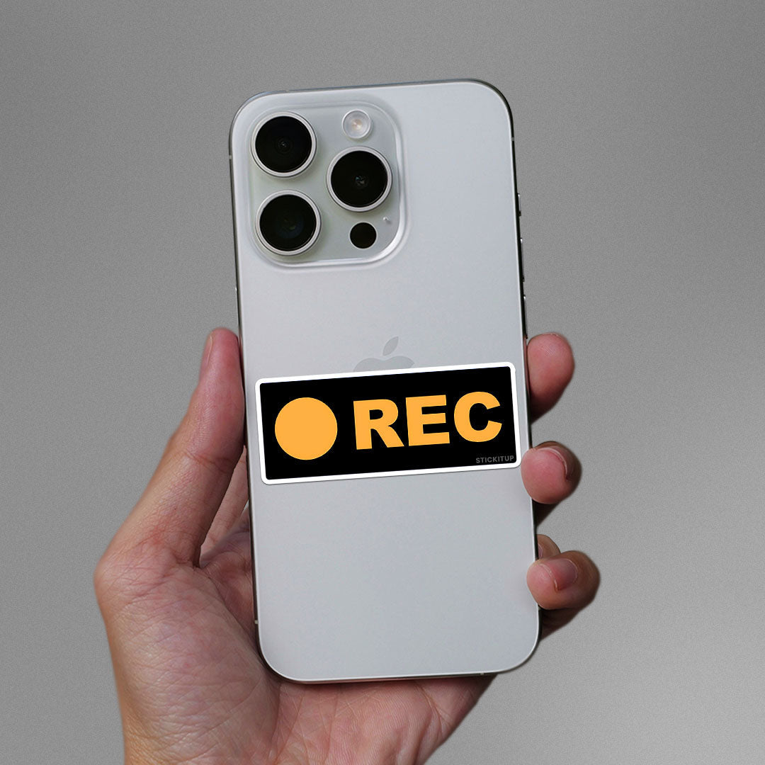 Rec Sticker waterproof vinyl decal for laptop, bike, car & bottle