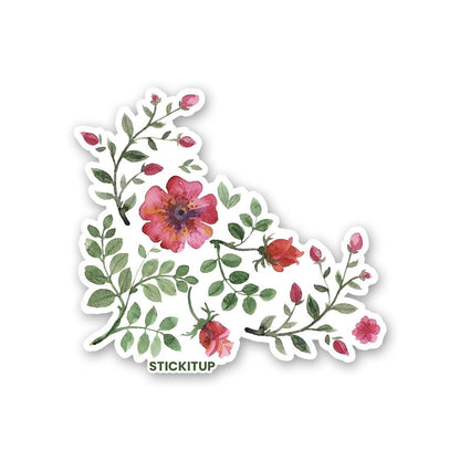 RED FLOWERS Sticker waterproof vinyl decal for laptop, bike, car & bottle