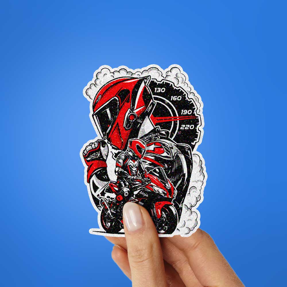 Red Sportbike Speedometer Glitter Sticker - Glitter Stickers | STICK IT UP