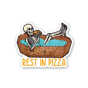 Rest In Pizza Sticker waterproof vinyl decal for laptop, bike, car & bottle