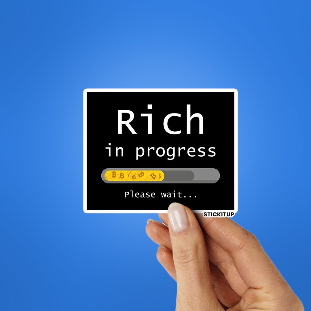 RICH IN PROGRESS Sticker waterproof vinyl decal for laptop, bike, car & bottle