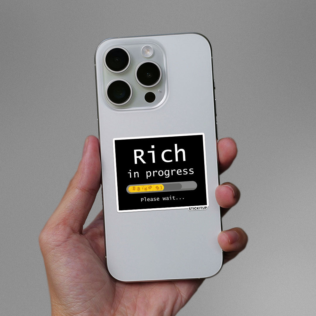 RICH IN PROGRESS Sticker waterproof vinyl decal for laptop, bike, car & bottle