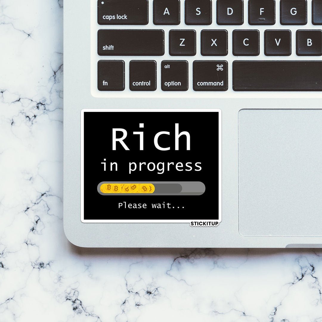 RICH IN PROGRESS Sticker waterproof vinyl decal for laptop, bike, car & bottle