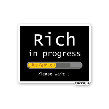 RICH IN PROGRESS Sticker waterproof vinyl decal for laptop, bike, car & bottle