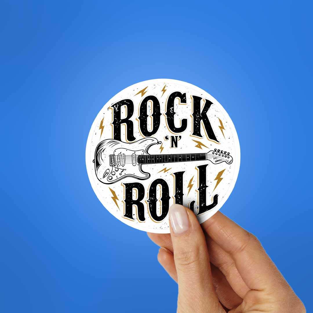 Rock And Roll Sticker waterproof vinyl decal for laptop, bike, car & bottle