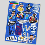 Rohit Sharma Mini sticker sheet waterproof vinyl decal for laptop, bike, car & bottle