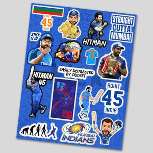 Rohit Sharma Mini sticker sheet waterproof vinyl decal for laptop, bike, car & bottle