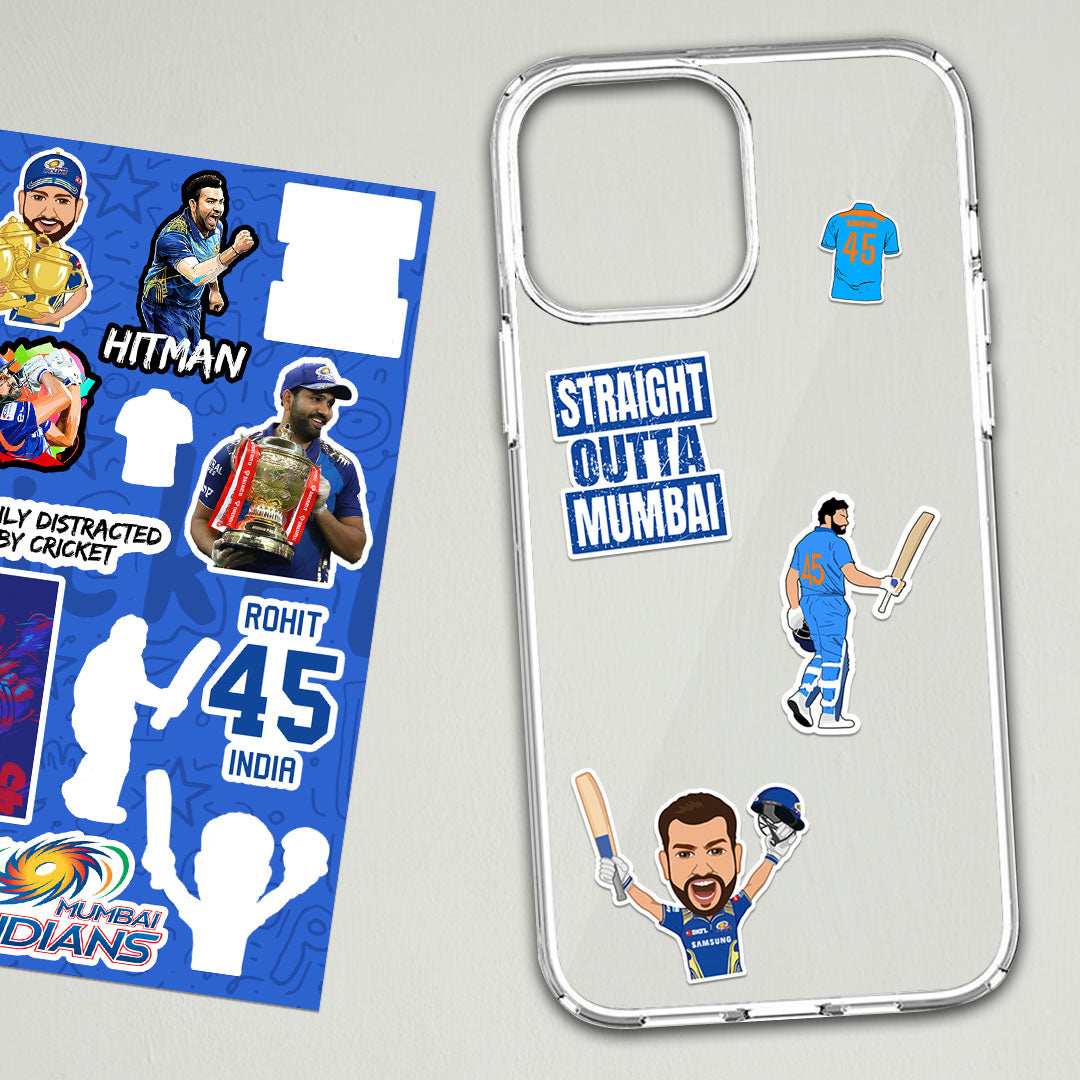 Rohit Sharma Mini sticker sheet waterproof vinyl decal for laptop, bike, car & bottle