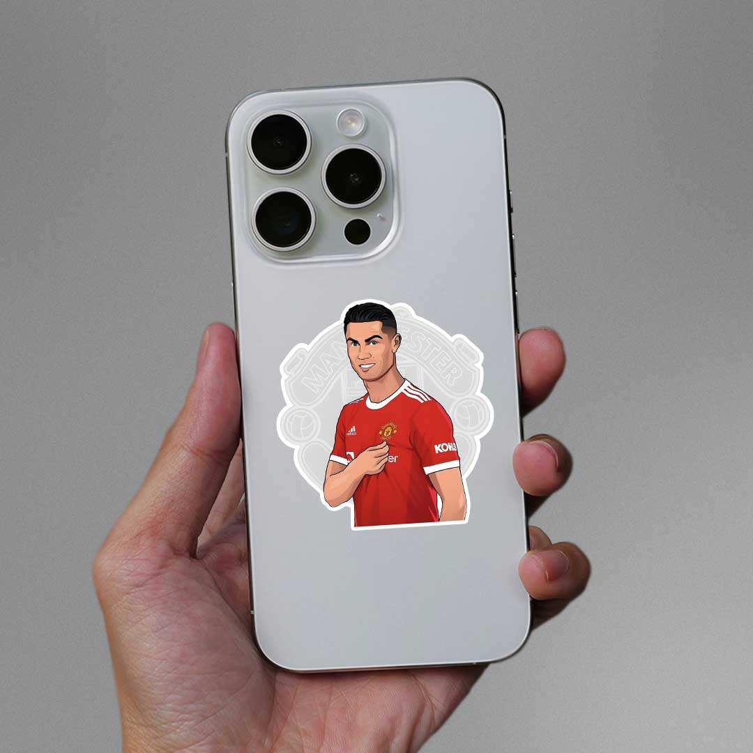 Ronaldo Manchester United Sticker waterproof vinyl decal for laptop, bike, car & bottle