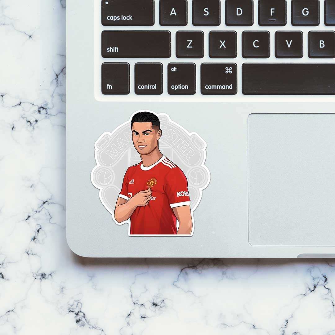 Ronaldo Manchester United Sticker waterproof vinyl decal for laptop, bike, car & bottle