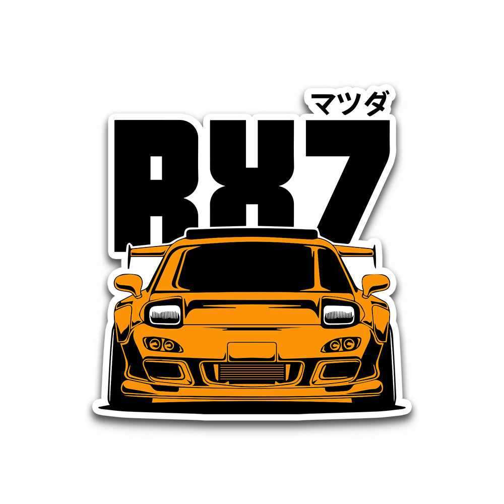RX7 Orange Bumper Sticker waterproof vinyl decal for laptop, bike, car & bottle