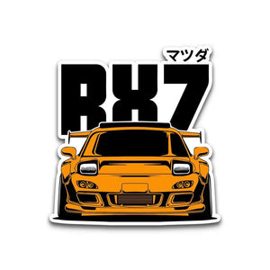 RX7 Orange Bumper Sticker waterproof vinyl decal for laptop, bike, car & bottle