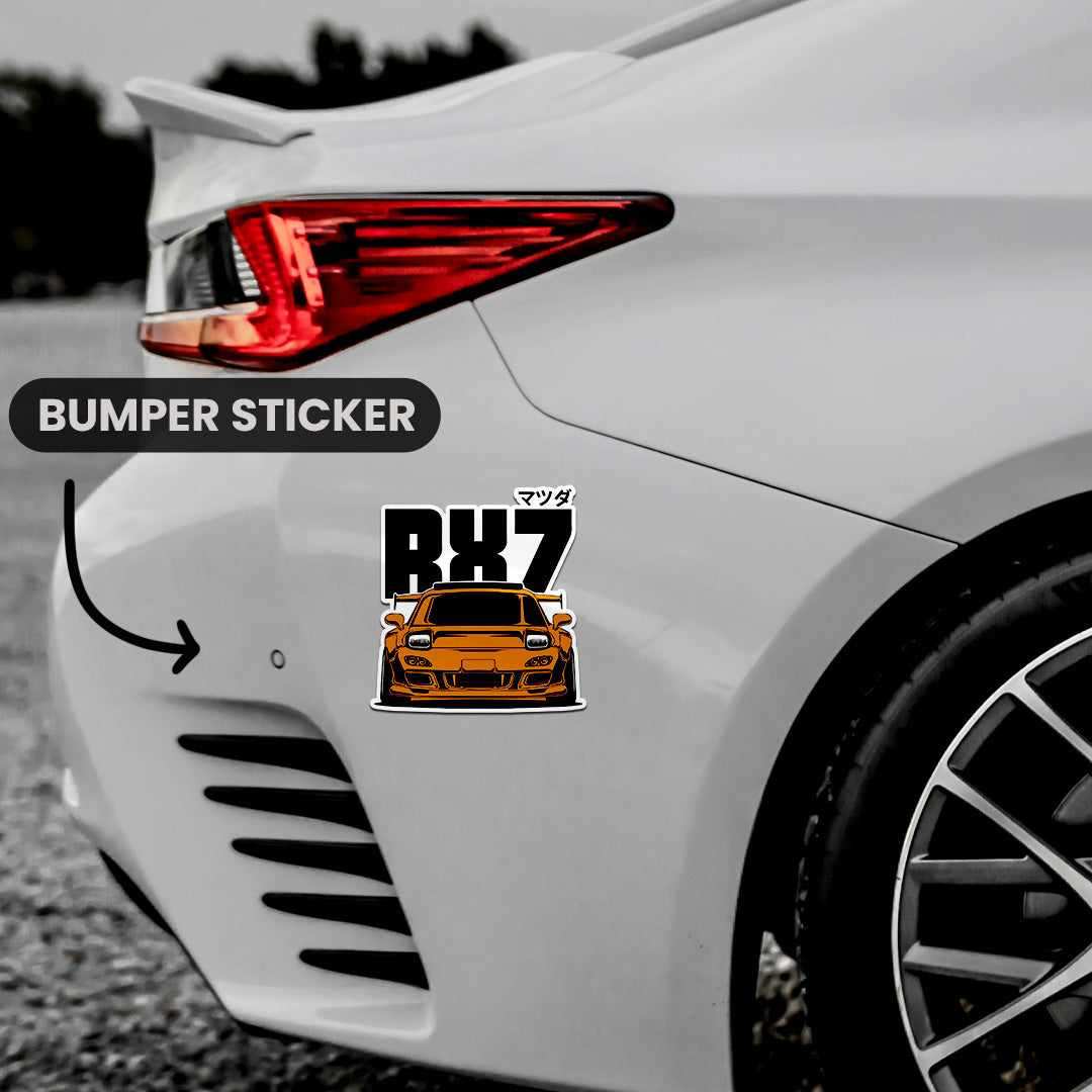 RX7 Orange Bumper Sticker waterproof vinyl decal for laptop, bike, car & bottle