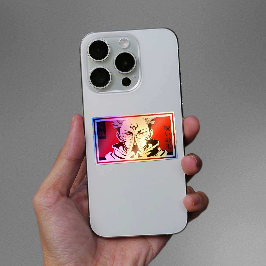 Ryomen Sukuna Holographic Sticker waterproof vinyl decal for laptop, bike, car & bottle