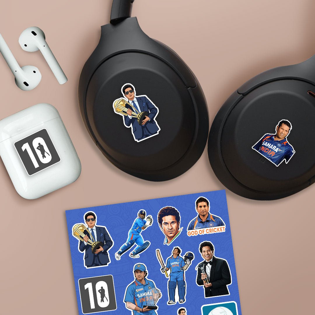 Sachin Tendulkar Sticker Sheet waterproof vinyl decal for laptop, bike, car & bottle