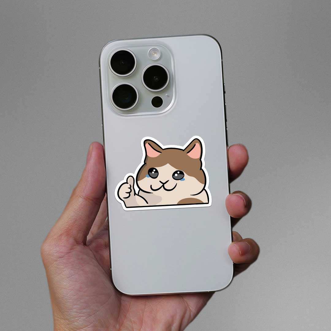 Sad Cat Sticker waterproof vinyl decal for laptop, bike, car & bottle