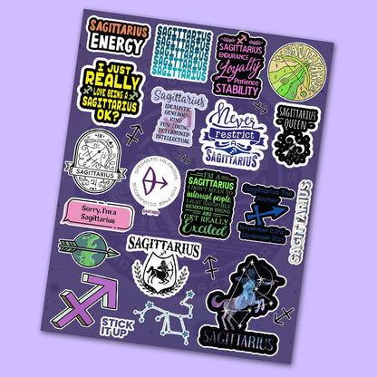 Sagittarius Mini Sticker Sheet waterproof vinyl decal for laptop, bike, car & bottle