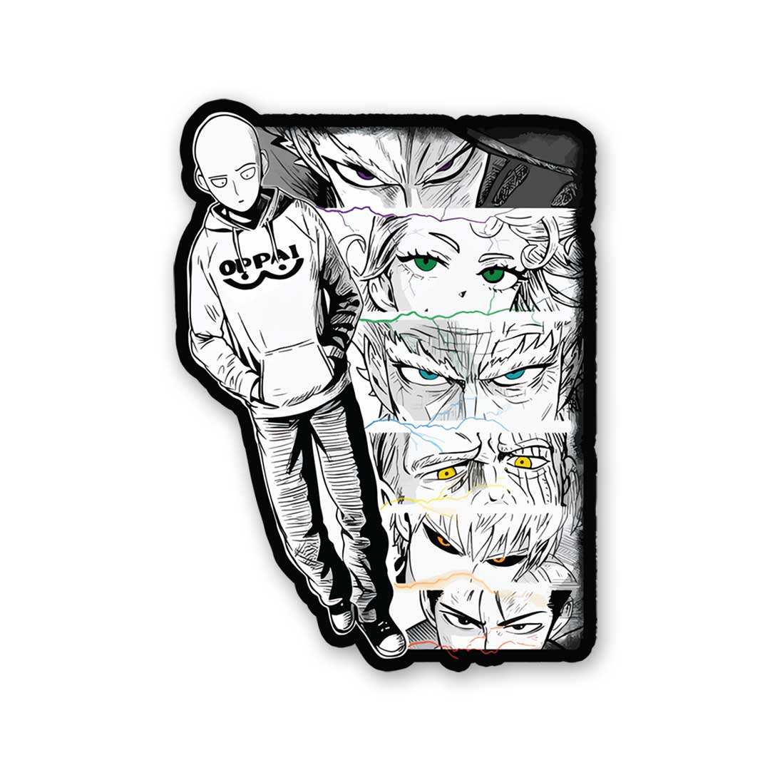 Saitama Artwork Sticker waterproof vinyl decal for laptop, bike, car & bottle