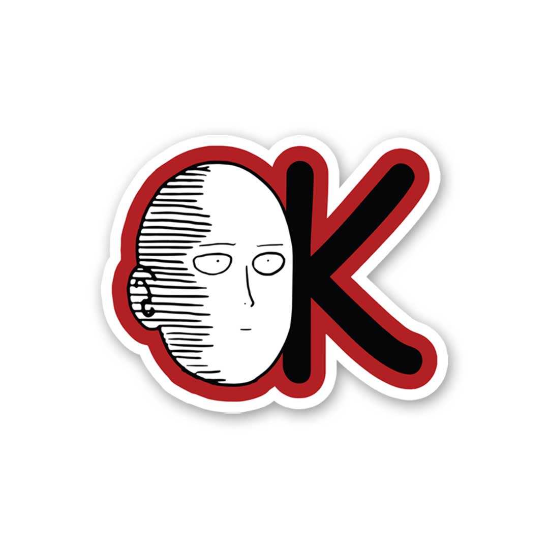 Saitama Ok Sticker waterproof vinyl decal for laptop, bike, car & bottle