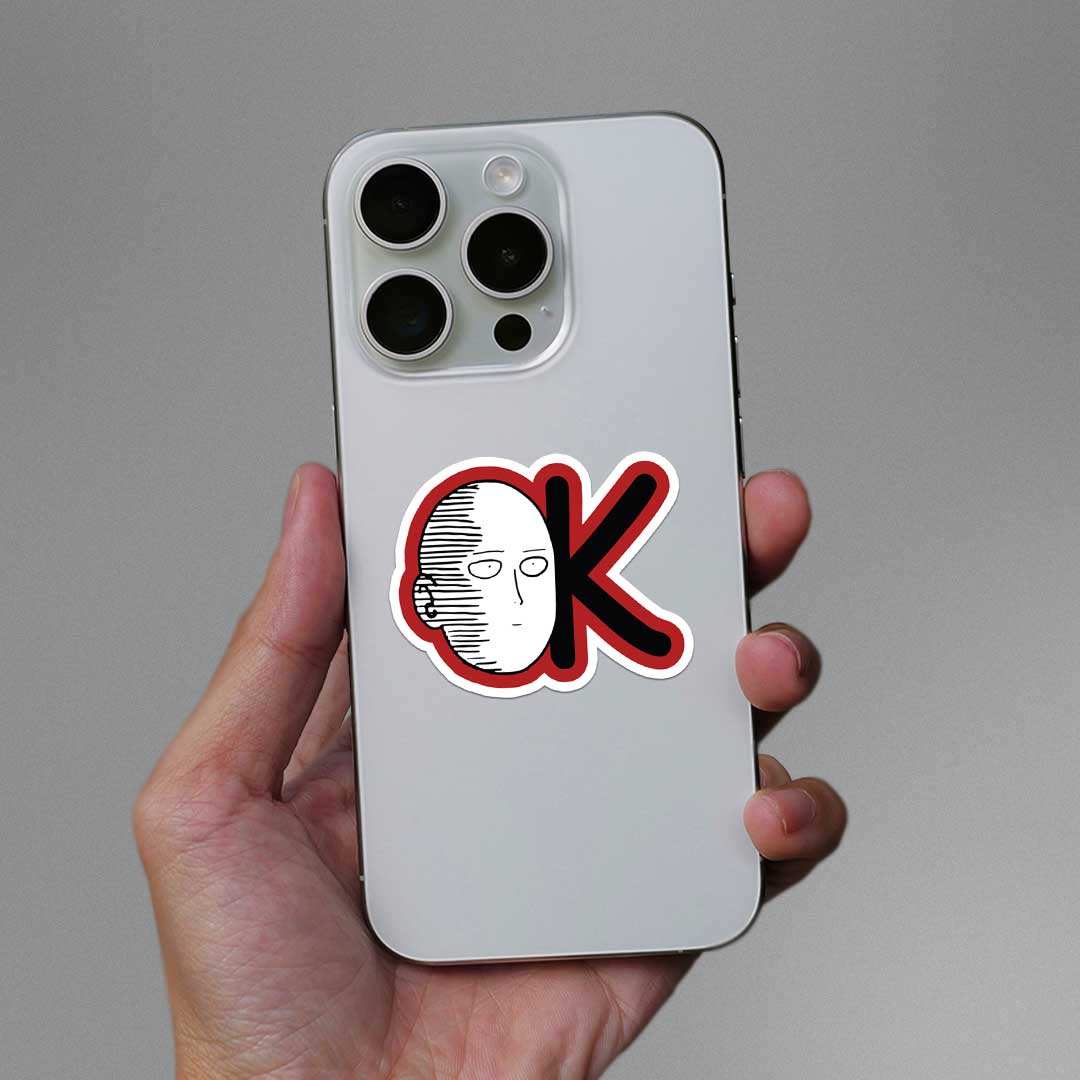 Saitama Ok Sticker waterproof vinyl decal for laptop, bike, car & bottle