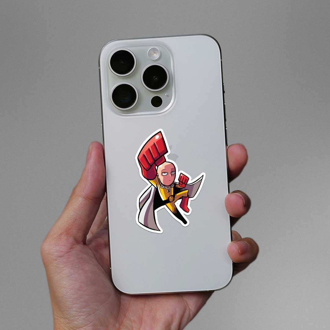 Saitama Punch Sticker waterproof vinyl decal for laptop, bike, car & bottle