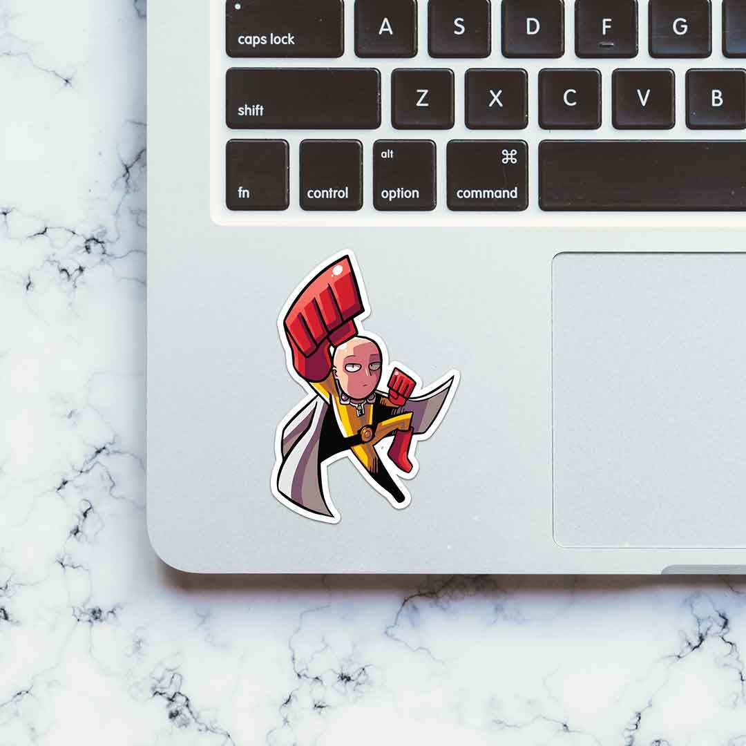 Saitama Punch Sticker waterproof vinyl decal for laptop, bike, car & bottle