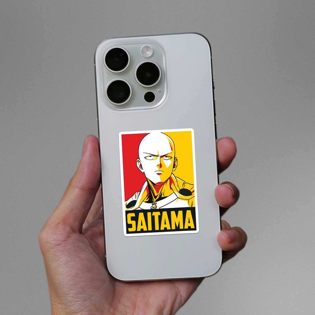 Saitama Sticker waterproof vinyl decal for laptop, bike, car & bottle