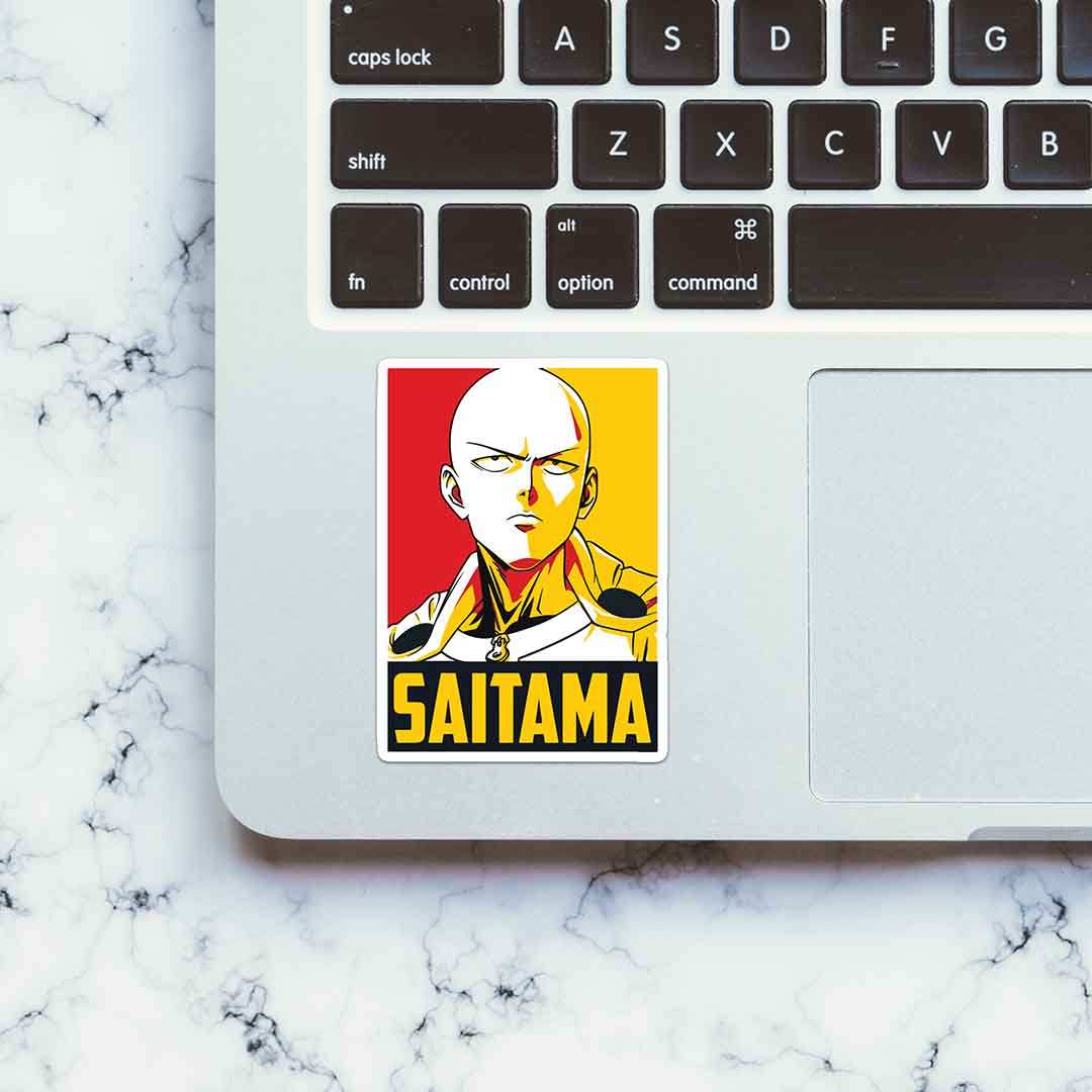 Saitama Sticker waterproof vinyl decal for laptop, bike, car & bottle