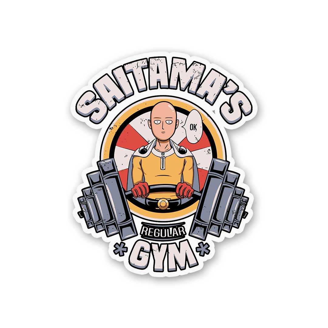 Saitama's Gym Sticker waterproof vinyl decal for laptop, bike, car & bottle