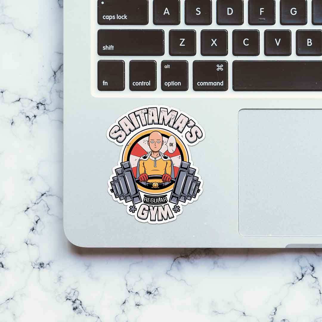 Saitama's Gym Sticker waterproof vinyl decal for laptop, bike, car & bottle
