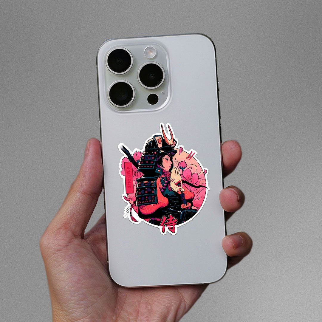 Sakura Samurai Sticker waterproof vinyl decal for laptop, bike, car & bottle