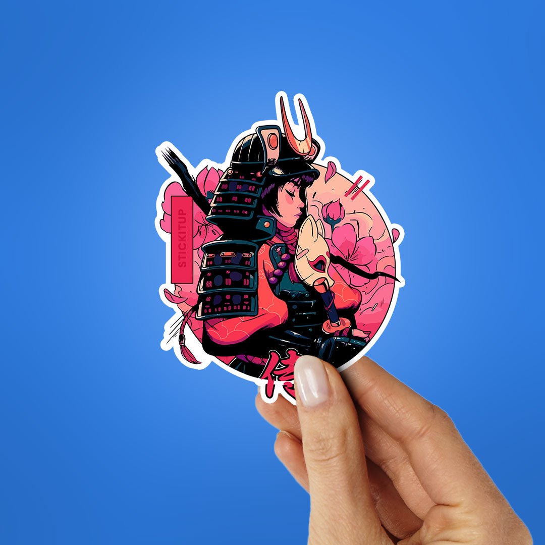 Sakura Samurai Sticker waterproof vinyl decal for laptop, bike, car & bottle