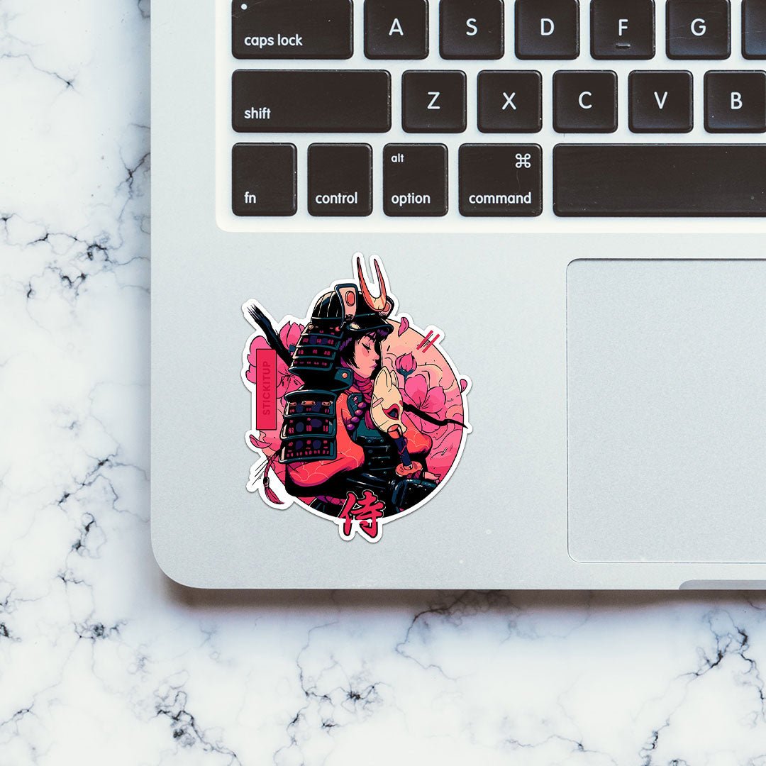 Sakura Samurai Sticker waterproof vinyl decal for laptop, bike, car & bottle