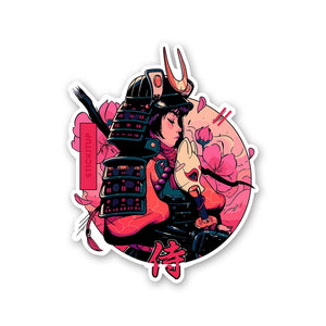 Sakura Samurai Sticker waterproof vinyl decal for laptop, bike, car & bottle