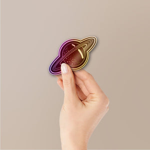 Saturn Planet Line Holographic Stickers - Holographic stickers | STICK IT UP