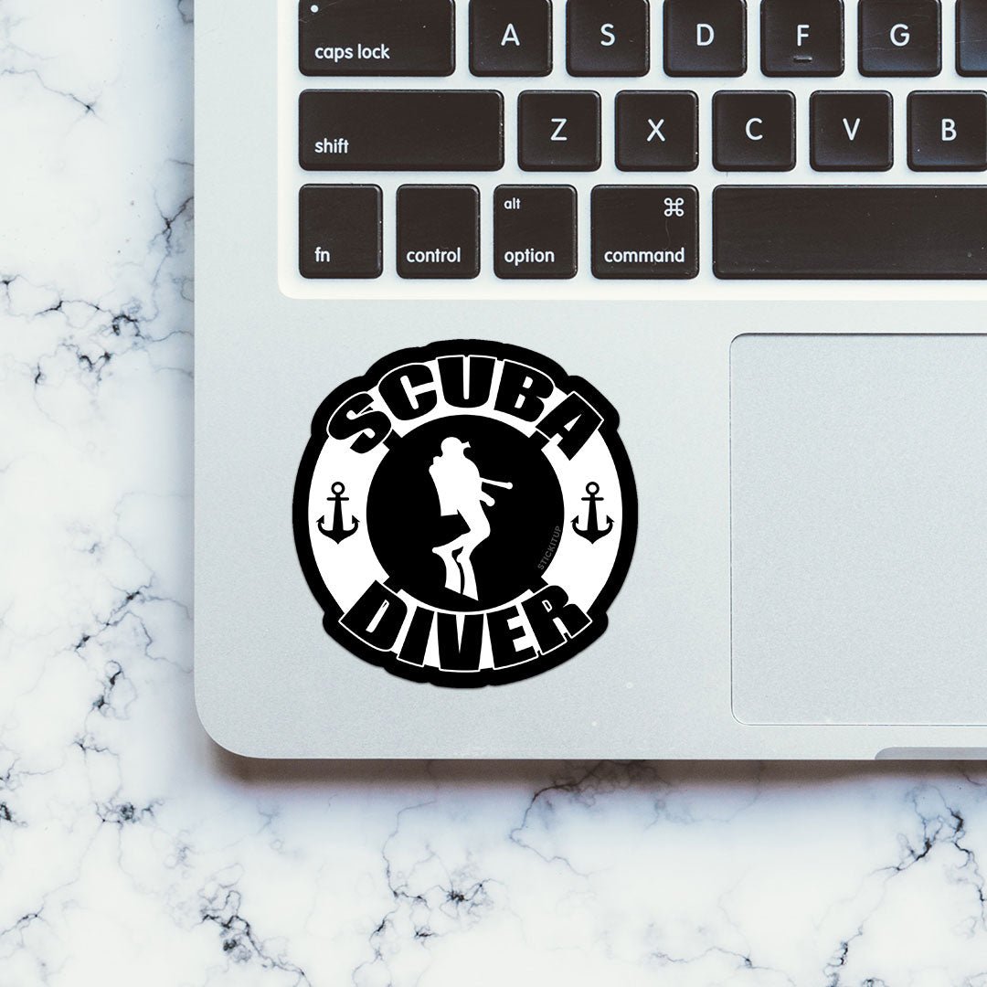 Scuba Diver Sticker waterproof vinyl decal for laptop, bike, car & bottle